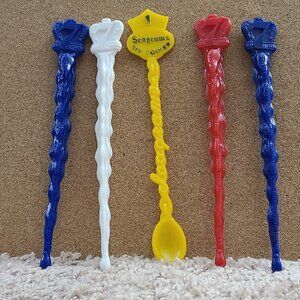 Vintage Seagram's 7 Whiskey Swizzle Stir Stirrer Sticks Tiki Bar Bamboo Lot of 5